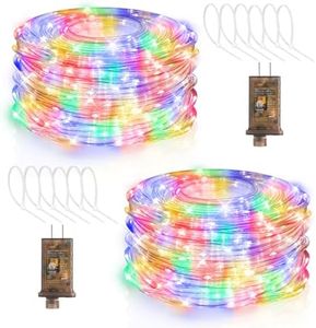 Hezbjiti 2 Pack LED Rope Lights Waterproof Rope Light 197FT 600 LED Flexible Tube Lights with 8 Modes for Garden Patio Bedroom Party Indoor Outdoor Decorations