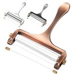 TOPULORS Cheese Slicer - Cheese Cutter - Stainless Steel Wire Cheese Slicer for Mozzarella, Cheddar, Gouda, And More Block Cheese - Heavy Duty Slicer With 1 Extra Replacement Cutting Wire - Copper Red