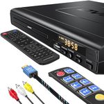 DVD Players for TV with HDMI, DVD Players That Play All Regions, Simple DVD Player for Elderly, CD Player for Home Stereo System, Included HDMI and RCA Cable, with Big Buttons Remote Control