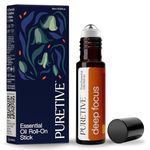 PURETIVE | Deep Focus Plant Therapy Roll On | Boosts Productivity | 100% PURE Therapeutic Essential Oil Roll On (10ML) | Perfect Blend for Enhancing Focus | Your Daily Energy Booster