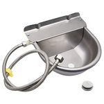 Automatic Horse Drinking Waterer Bowl,Upgrade Stainless Steel Farm Livestock Water Dispenser with Drain Hole and Float Valve for Horse,Dog, Chicken,Goat,Pig (A)