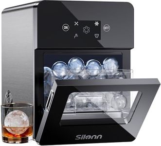 Silonn 2.4″ Sphere Ice Maker, Clear Ice Ball Maker with Slow-Melting, 3 pcs in 40 Mins, 100 pcs/Day,with Crystal Sphere & Rapid Sphere Technology, Self-Cleaning Ice Maker Countertop Ideal for Whiskey