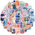 50Pcs Kawaii Cartoon Beverage Stickers Aesthetic Trendy Stickers Laptop Water Bottles Phone Skateboard Computer Cute Summer Flavored Drink Vinyl Sticker Waterproof Decal for Teens Boys Girls Adults