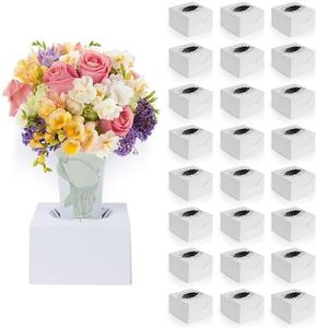 the florist Supply Flower Transportation Box - 25 Pack 8 Inch, Flower Boxes for Arrangements, Quick Pop & Lock Setup, Made from Recycled Cardboard, Fits 3”-8” Vases