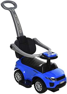 Aosom 2 in 1 Kid Ride on Push Car Stroller Sliding Ride on Car with Horn Music Light Function Secure Bar Ride on Toy for Boy Girl Toddlers 1-3 Years Old Blue