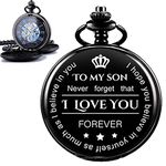 ManChDa Double Cover Roman Numerals Dial Skeleton Pocket Watches with Gift Box and Chain for Mens Customization Personalized Gift for Son Engraving