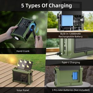 Mesqool Portable Emergency Radio – 12000mAh Power Bank, Green