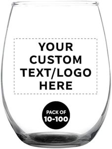 DISCOUNT PROMOS Custom Stemless Wine Glass 9 oz. Set of 10/50/100, Personalized Bulk Pack - Great for Wedding Favors, Bachelorette Party Decorations, Party Favors - Black