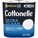 Cottonelle Ultra CleanCare Toilet Paper, 6 Mega Rolls, Strong Bath Tissue (6 Mega Rolls = 24 Regular Rolls)