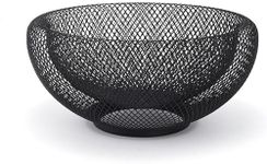 MattEasy Mesh Fruit Bowl Metal Fruit Basket Decorative Countertop Candy Dish Holder Stand for Kitchen Table,Home Decor (Black 12")