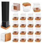 Square Chair Leg Floor Protectors, 16 Pcs Silicone Chair Leg cover caps for Hardwood Floors with Wrapped Felt, Furniture Feet Protectors Pads (Fit:20-26mm)