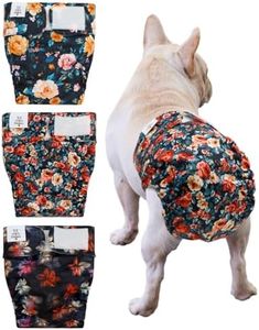 CuteBone Washable Dog Diapers Female No Tail Hole 3 Pack Reusable Doggie Period Training Pants for Docked-Tail Frenchie French Bulldog Boston Terrier Without Tail WWD33XL