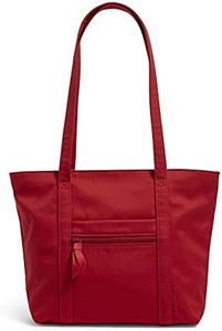 Vera Bradley Women's Cotton Small Vera Tote Bag, Cardinal Red - Recycled Cotton, One Size