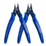 KAIHAOWIN Micro Wire Cutters with Spring, 2 Pack, 5 inch Precision Mini Flush Cutters Bulk, Nippers, Flush Cutting Pliers, Wire Snips, Small Side Cutters for Electronics Crafts Jewelry-Blue