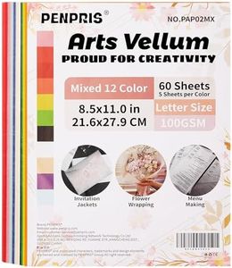 60 Sheets Colorful Vellum Paper Translucent Tracing Paper - 12 Colors 8.5 x 11in 100GSM Printable Art Paper for DIY Invitations Greeting Cards Birthday Party Decor Gift Wrapping PAP02MX