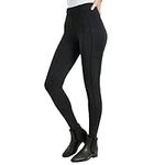 TrustRider Women's Riding Tights Knee-Patch Breeches Equestrian Horse Riding Pants Schooling Tights Legging, Black, Large