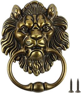 MOLIGOU Lion Head Door Knocker, 6 Inch Decorative Front Door Knocker, Antique Lion Door Ring Pull Handle (Antique Bronze)