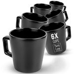 Manhattan Urban Black Line - 6-Piece Premium Stoneware Coffee Mug Set - Matte Black, Dishwasher and Microwave Safe - Stylish Tea and Coffee Cups, Perfectly Matching Black Dinner Sets for 6 People