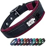 Black Rhino - The Comfort Collar Ultra Soft Neoprene Padded Dog Collar for All Breeds - Heavy Duty Adjustable Reflective Weatherproof (Large, Burgundy/Bl)