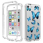 sidande Case for iPod Touch 6/iPod Touch 5/iPod Touch 7 Case for Girls, Full Body Shockproof Clear Floral Soft Flexible TPU Slim Phone Protective Armor Cover for iPod Touch 5th/6th/7th (Butterfly)