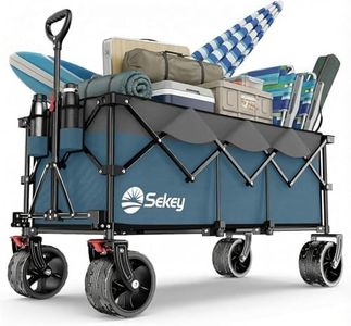 Sekey 300L Ultra-Large Folding Festival Trolley - All-Terrain Extra Wide Wheels and Brake, Heavy-Duty Cart Loadable up to 150KG, Patented Four-Directional Foldable Design, Collapsible Wagon, Blue&grey