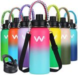 WEREWOLVES 24 oz Insulated Water Bottle With Paracord Handles & Strap & Straw Lid & Spout Lid,Reusable Wide Mouth Vacuum Stainless Steel Water Bottle for Adults (New-Cool Summer, 24 oz)