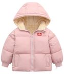 Kids4ever Infant Baby Girls Winter Coat Toddler Hooded Jacket Warm Fleece Snowsuit Outerwear Pink 12-18 Months