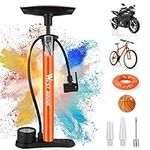 Bike Pump with Pressure Gauge - 11 Bar / 160 Psi Floor Bicycle Pump with Both Presta & Schrader Valves - Portable Air Pumps Bike Tyre Pump for Road Bike, Mountain Bike, E-Bikes, MTB, Balls