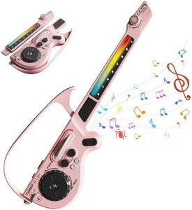 RedCrab Kids Electric Guitar Play Set,Kid Guitars with DJ Turntable, Bluetooth & Lights, 4 Tones/3 Styles, Guitar for Kids Ages 3-5 5-9 9-12 as Birthday Christmas and Children's Day Gift (Pink)