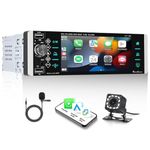 SIXWIN Single Din Car Stereo with Bluetooth 5.0 Hands Free Calling Voice Control Car Stereo FM Radio Car Mp3 Pl