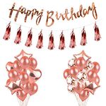 Party Propz Rose Gold Happy Birthday Decorations Items Combo - 29Pcs Set Rubber Ballons For Party Supplies, Birthday Decoration Items For Girls Or Wife