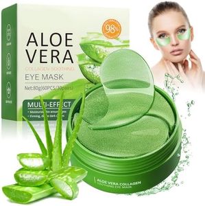60 Pièces Masque Yeux Aloe Vera,Aloe Vera Patchs Yeux,Masque Hydratant pour les yeux,Anti-Cernes et Soulage les Poches,Soin Nourrissant pour le Contour des Yeux,Soins Visage