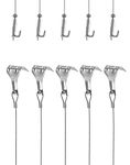 QWORK Picture Hanging Wire Kit, 2m × Ø1.5mm Stainless Steel with Wire Adjustable Hook and Rail Moulding Hook, Hold Up to 40 KG (5 pcs)