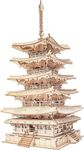 ROWOOD 3D Wooden Puzzle Five-storied Pagoda, Japanese Temple Model Kit for Adults to build, DIY Wooden Model Building Construction Craft Kits, Ideal as Christmas And Birthday Gift