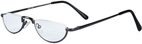 Agstum Half Moon Readers Spring Hinge Reading Glasses Single Vision (Gunmetal, 1.75)