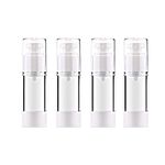 JamHooDirect 30ml Airless Pump Bottle Refillable Empty Clear Bottle Travel Containers/Vacuum Press Pump Bottles With Funnel and Label for Perfume Liquid Makeup Tool (4Pcs)