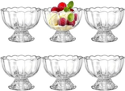 Lawei 6 Pack Glass Dessert Bowls - 5 Oz Glass Ice Cream Cups Mini Trifle Footed Dessert Bowls for Dessert, Sundae, Ice Cream, Salad, Cocktail, Condiment, Trifle