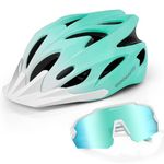 Odoland Adult Bike Helmet with Cycling Sunglasses,Bicycle Helmet Mountain Road Bike Cycling Certified Lightweight Adjustable Helmets for Men Women, Gradient Cyan