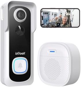 ieGeek Video Doorbell Camera Wireless Door Bell with Chime Ringer, Smart Front Door Camera WiFi with AI & PIR Motion Detection, 2 Way Audio, Voice Changer, Night Vision, Compatible with Alexa, IP66