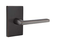 Emtek Privacy Set, Modern Rectangular Rosette, Helios Lever, Oil Rubbed Bronze, RH