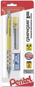 Pentel Graph Gear 800 Mechanical Drafting Pencil, 0.9mm, Yellow Barrel with Lead and Small Block Eraser (PG809LZBP)