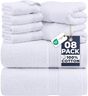 Utopia Towels 8 Piece Premium Towel Set, 2 Bath, 2 Hand, and 4 Wash Cloths, 600 GSM 100% Ring Spun Cotton Highly Absorbent Towels for Bathroom, Gym, Hotel, and Spa, White