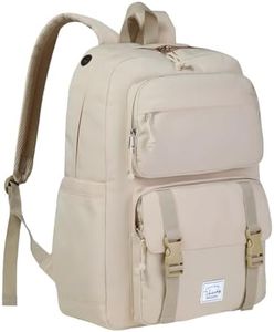 Backpack for Men Women,Vaschy Unisex Large Fashion Schoolbag Book bag 15.6-17Inch Laptop Backpack Travel Backpack Rucksack for High School/College/Work/Travel/Commuter Beige