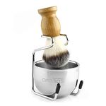 Anbbas Synthetic Badger Hair Shaving Brush and Stand Holder Stainless Steel Shave Bowl Mug