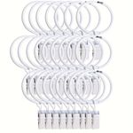35 Pcs Openable Curtain Clips with Rings White 1.5Inch Strong Metal Decorative Curtain Clip, Rustproof Drapery Open Clip Rings Curtain Rod Clips Hangers for Bathroom, Living and Guest Room