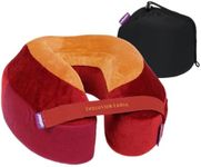 Cabeau Best Neck Pillow for Travel – Evolution Earth Deluxe – 360° Head, Neck and Chin Support for Sleeping – Sustainable Memory Foam - Removable, Washable Cover with Compact Carrying Case (Fire)