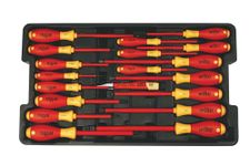 Insulated Cushion Grip Slotted Screwdriver Set, 19 Piece