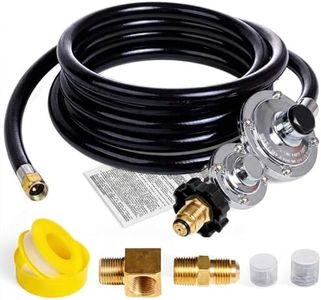 BlueStars CSA Listed 12 FT F273684 Propane Hose - Fit for Mr Heater Big Buddy Heaters, RV, Grill, Gas Stove, Range, Gas Generator with POL Interface, 3/8in Female x 3/8in Male Street Elbow