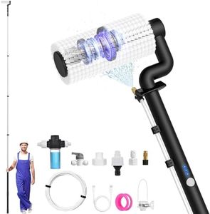 Upgraded Solar Panel Cleaning Brush and Pole, 20FT Electric Solar Panel Cleaning Kit with Soap Dispenser & Telescopic Water Fed Pole, 100Mins Runtime, Outdoor Cleaning System for Solar Panel, Window