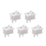 uxcell 5 Pcs SPST 2 Position On/Off 2Pin Boat Rocker Switch Toggle AC 250V/6A 125V/10A,for Boat,Household Appliances,Snap,White